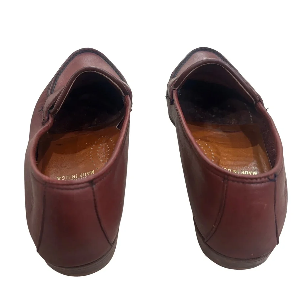 Frye Womens Burgundy Leather Penny Loafers Handsewn Made in USA Oxblood 8.5M